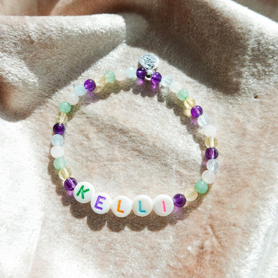 Personalized Festive Gemstone Signature Stretch Bracelet