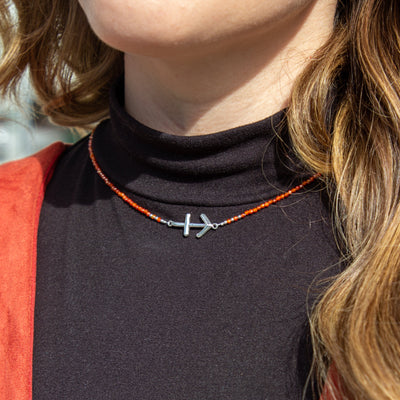 Sagittarius Tangerine Zircon Zodiac Necklace RETIRED