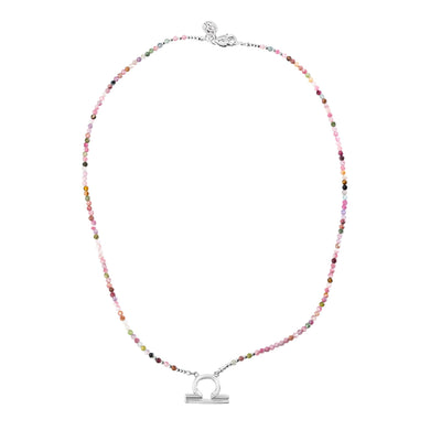 Pink Tourmaline Libra Zodiac Signature Necklace