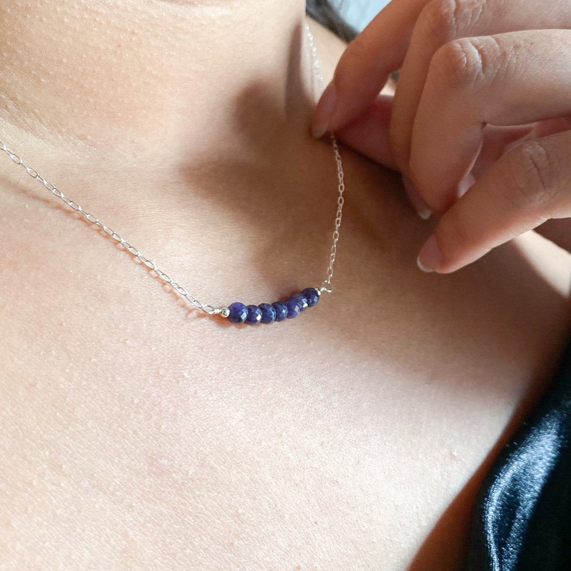 Wisdom Sapphire Bar Necklace
