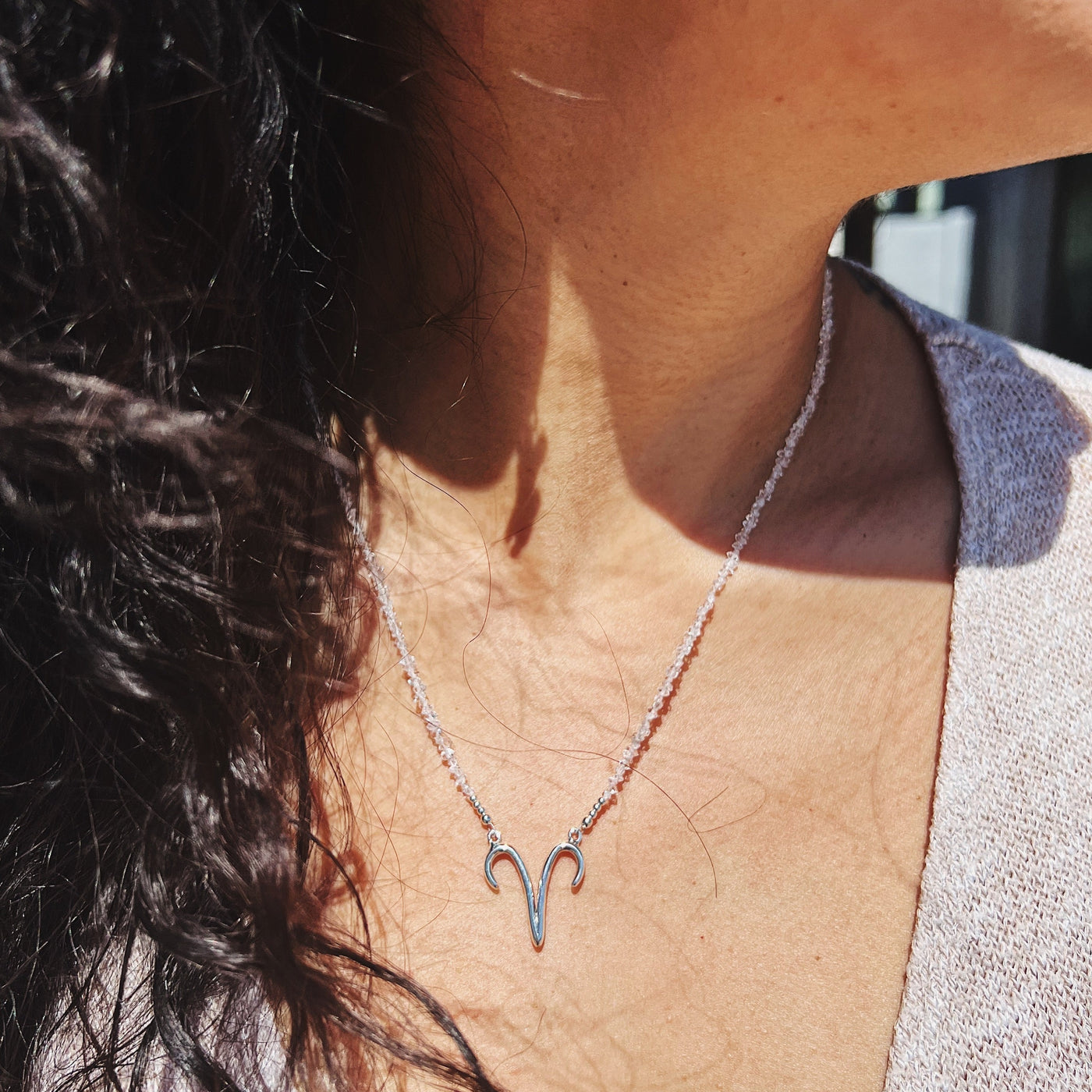 Aries Herkimer Diamond Signature Zodiac Necklace