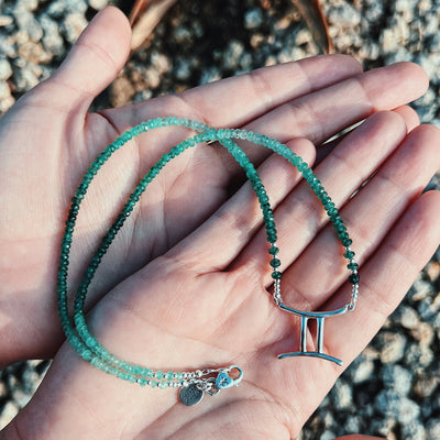 Gemini Shaded Emerald Signature Zodiac Necklace