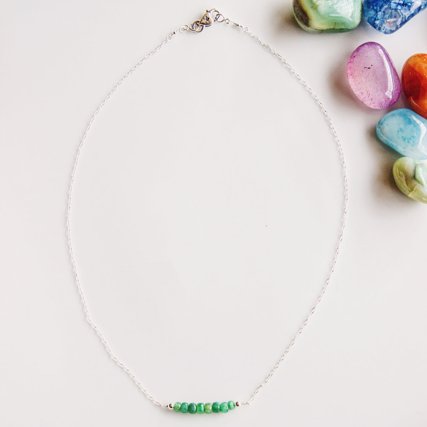 Heart Chakra Emerald Bar Signature Necklace