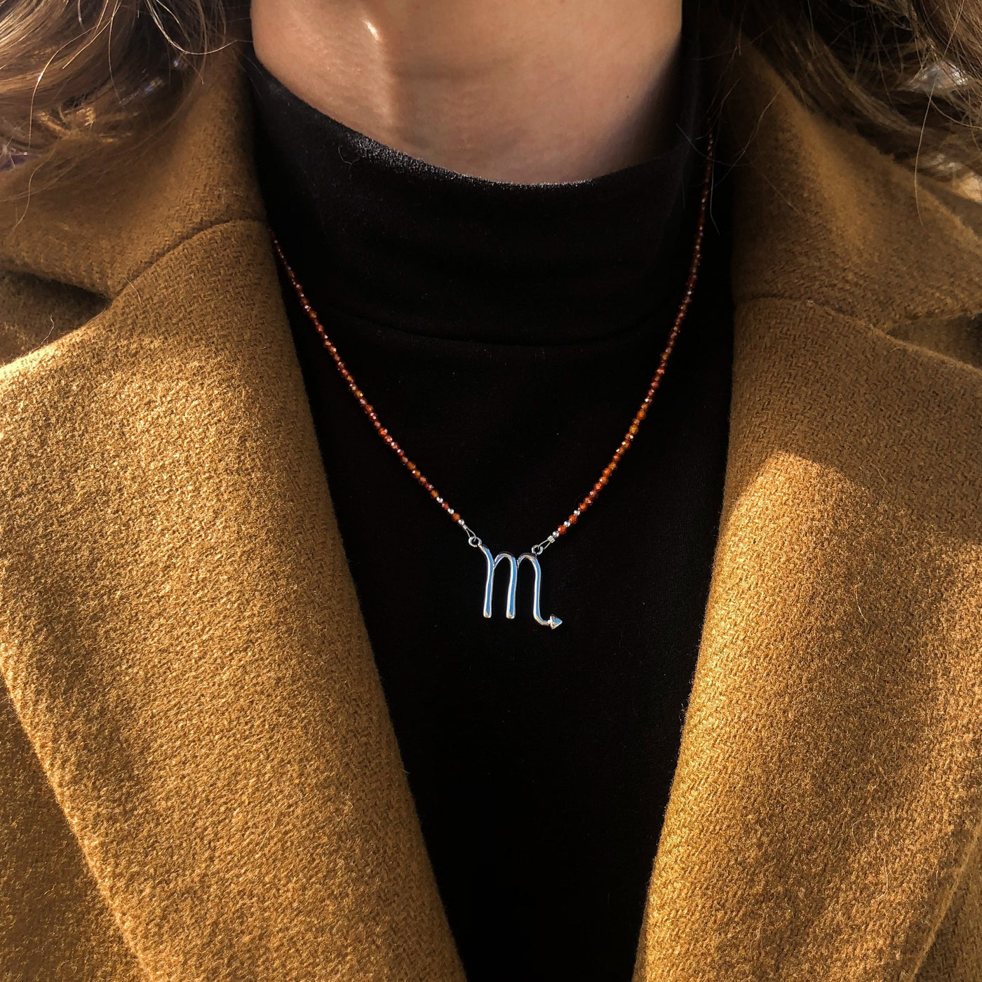 Scorpio Tangerine Zircon Zodiac Signature Necklace