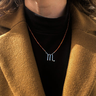 Scorpio Tangerine Zircon Zodiac Signature Necklace