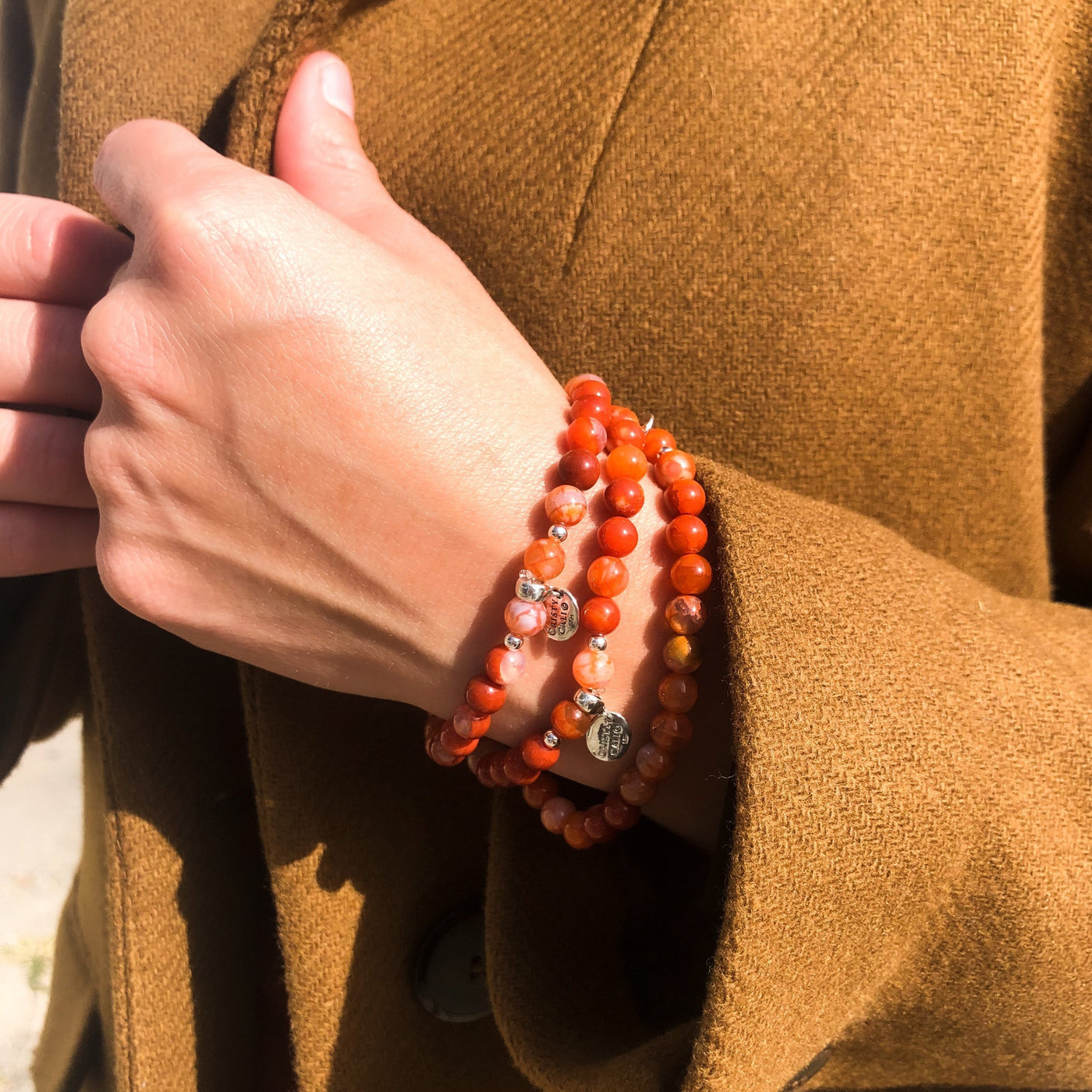 Abundance Fire Agate Signature Stretch Bracelet