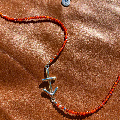 Sagittarius Tangerine Zircon Zodiac Necklace RETIRED