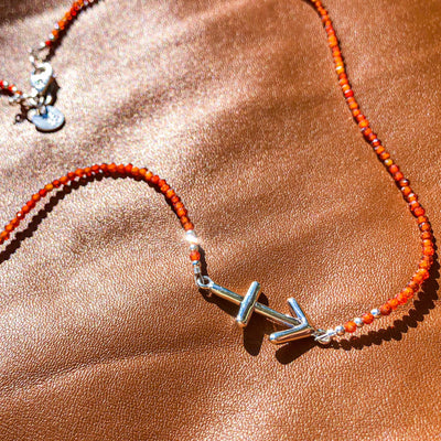 Sagittarius Tangerine Zircon Zodiac Necklace RETIRED