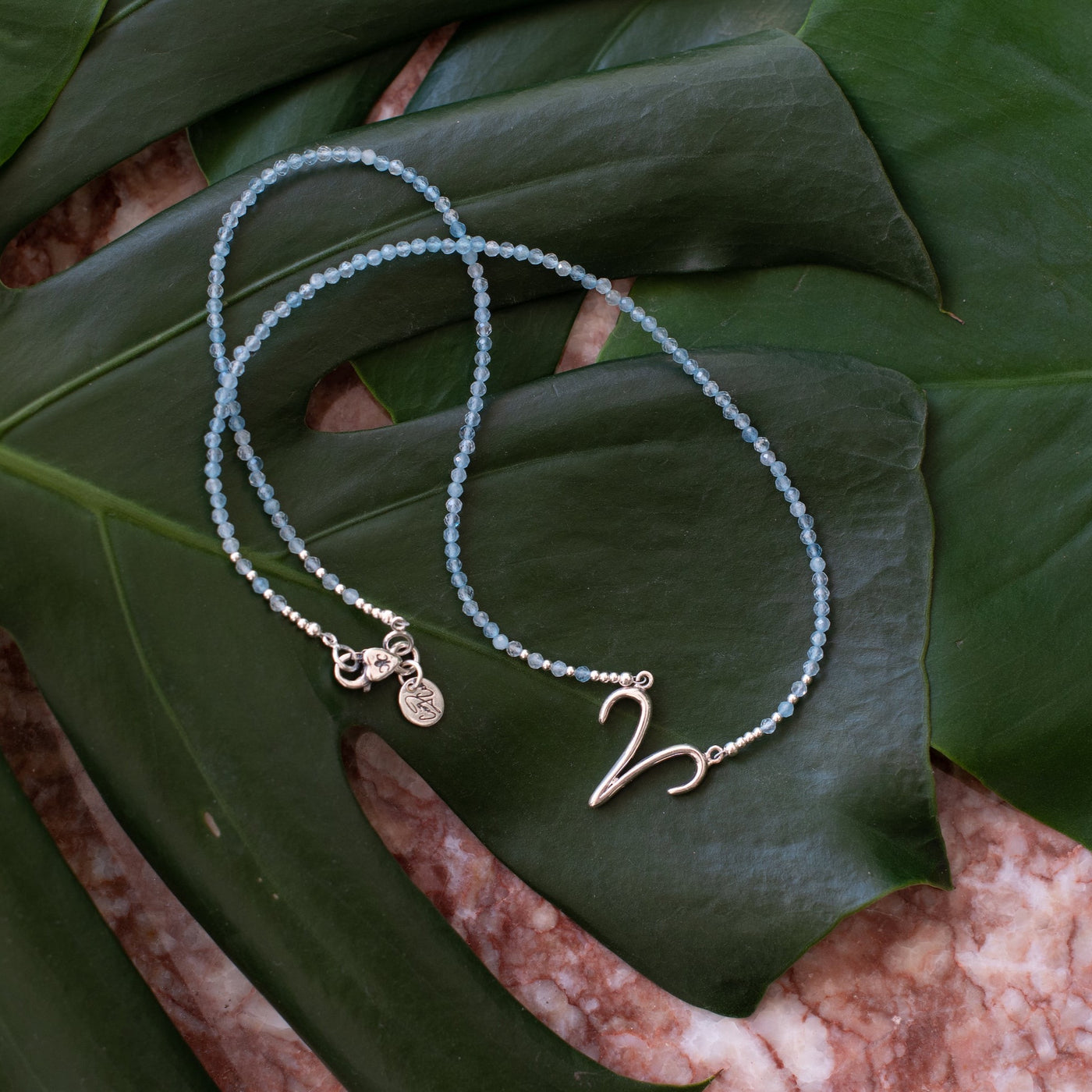 Powerful Aries Aquamarine Zodiac Signature Necklace RETIRED