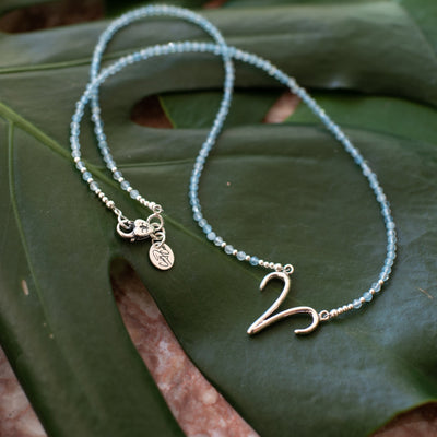 Powerful Aries Aquamarine Zodiac Signature Necklace
