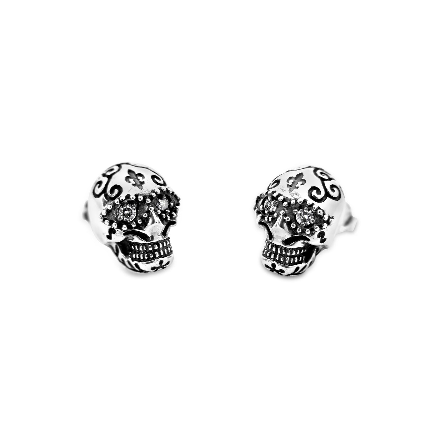 Diamond Sugar Skull Studs