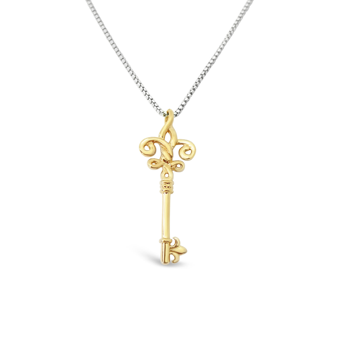 Fleur de Love Knot Skeleton Key Solid 18K - small