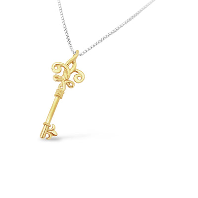 Fleur de Love Knot Skeleton Key Solid 18K - small