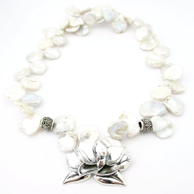 Large Magnolia on Large Keishi Pearls