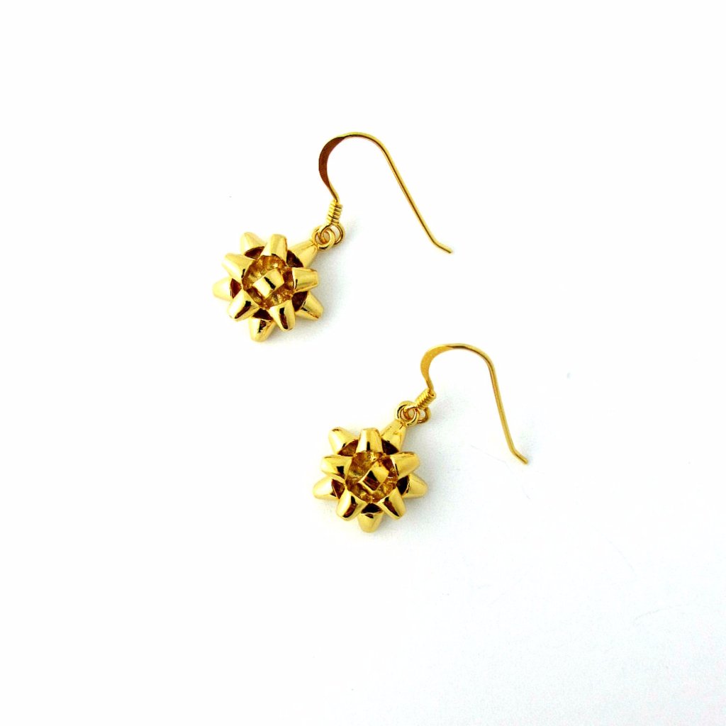 Present Bow Earrings Gold Vermeil