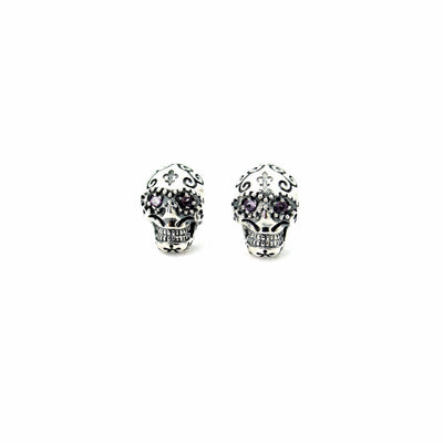 Semi Precious Sugar Skull Stud Earrings