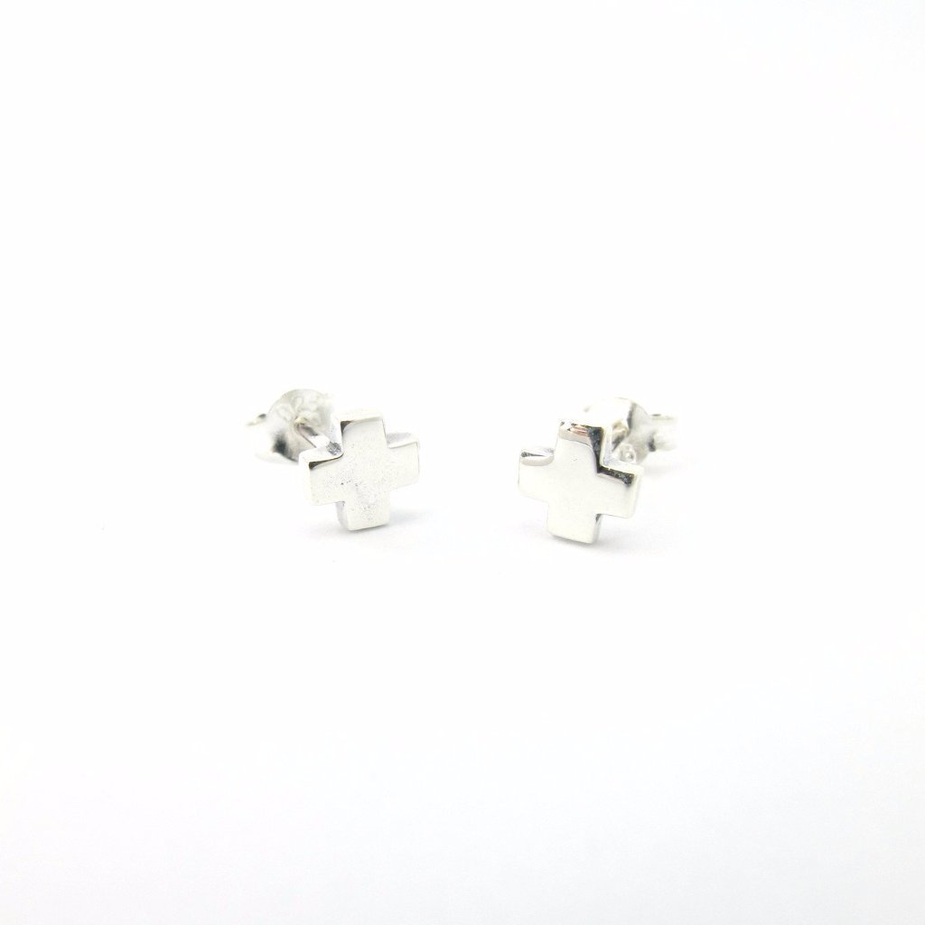 Tiny Square Cross Studs