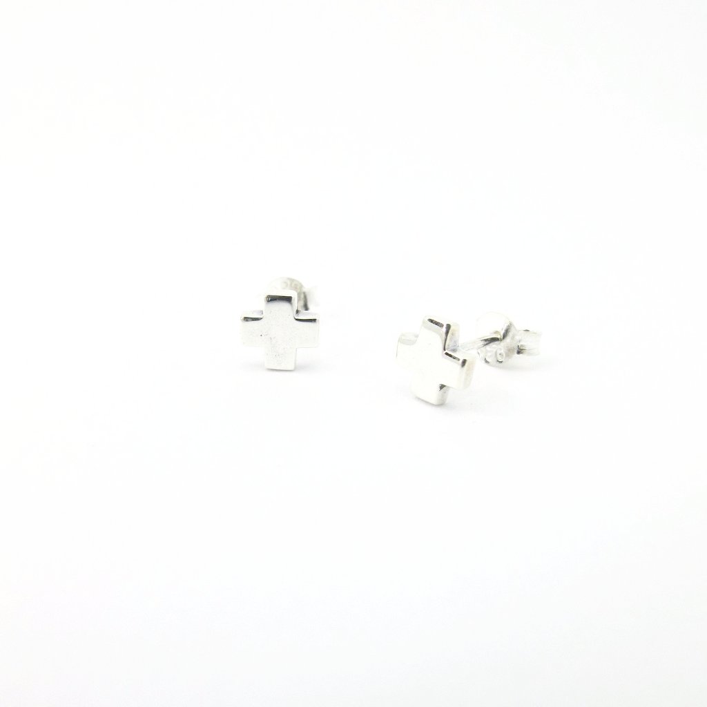 Tiny Square Cross Studs