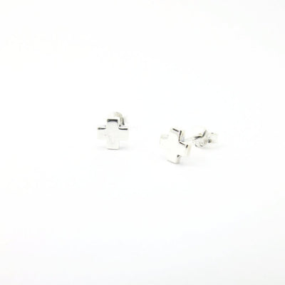 Tiny Square Cross Studs