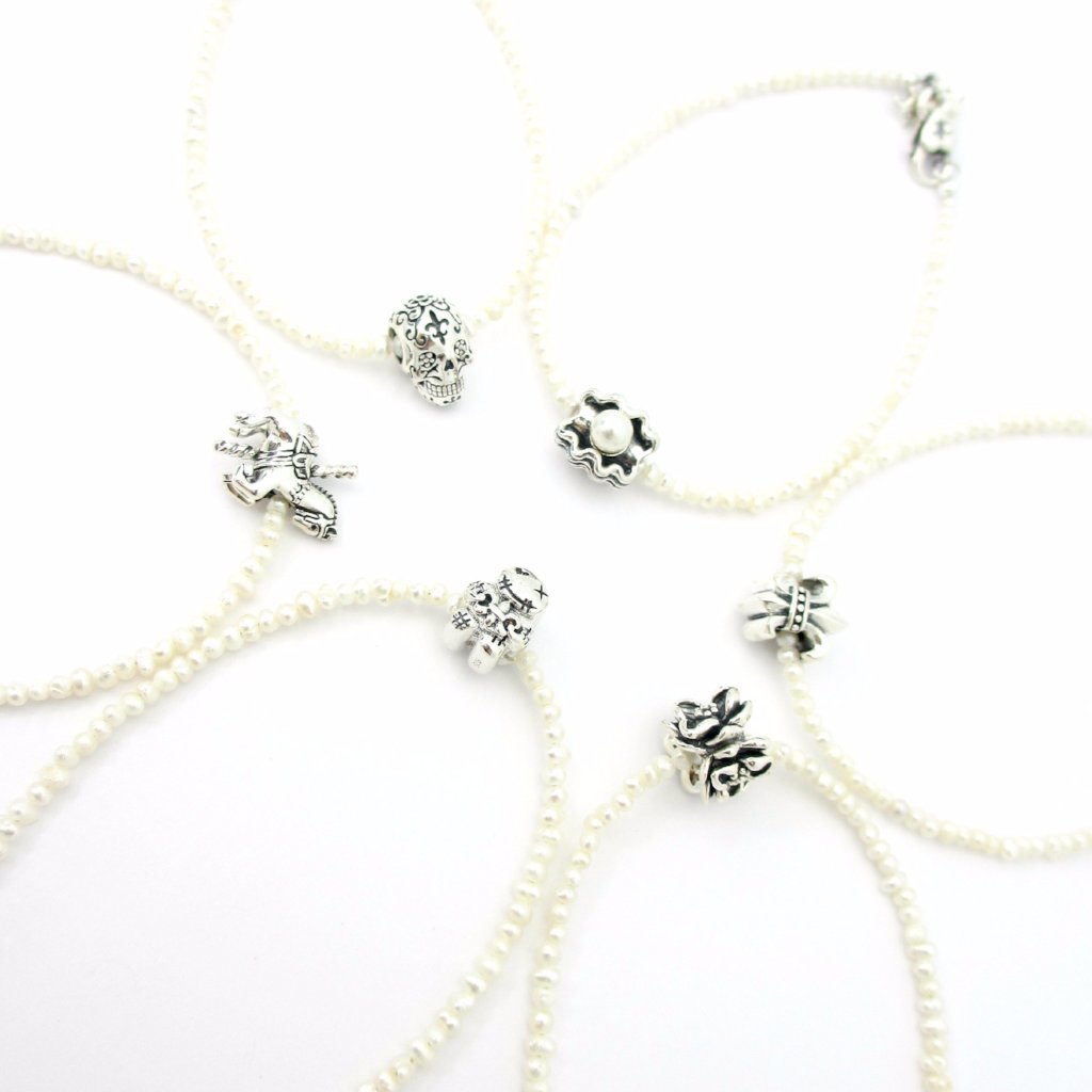 Wedding Cake Pull Set of 6 - White Freshwater Pearl Bracelets